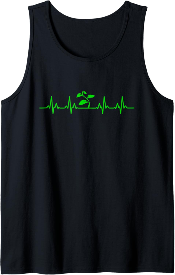 Vegan Heartbeat Gift for Vegetarians Plant Lovers Tank Top - Image 2
